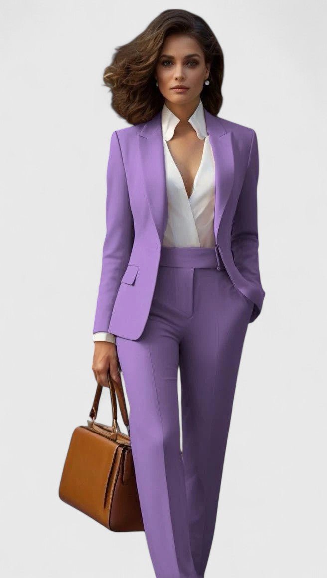 Dames Getailleerd Business Pak Set Blazer Pantalon - Lilac