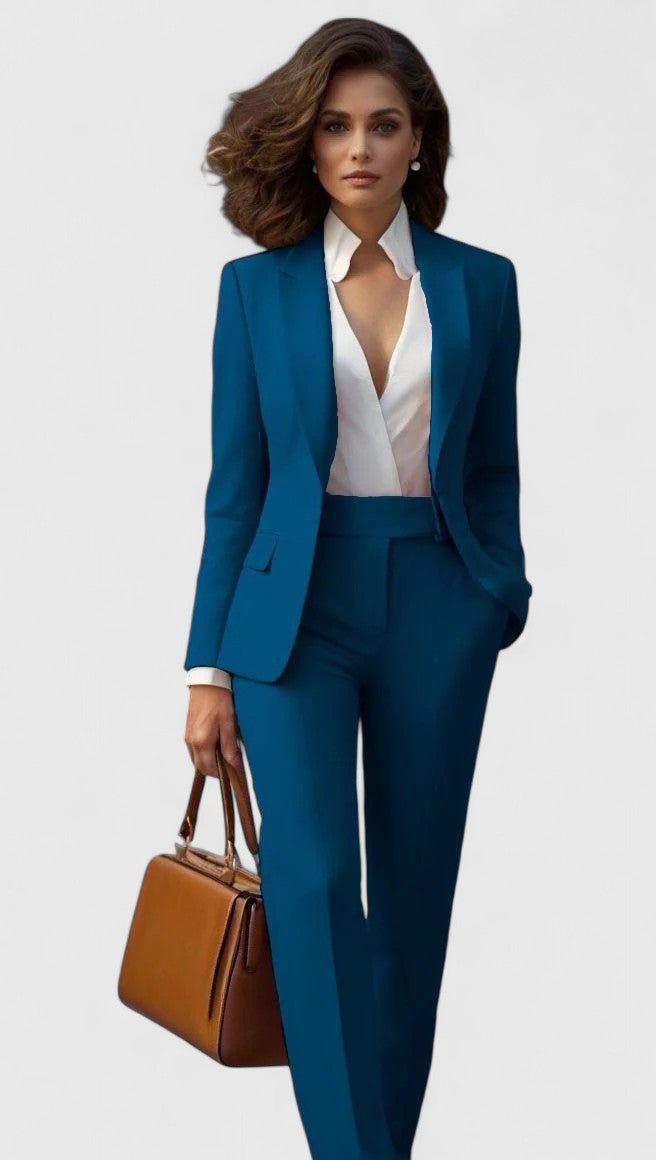 Dames Getailleerd Business Pak Set Blazer Pantalon - Petrol