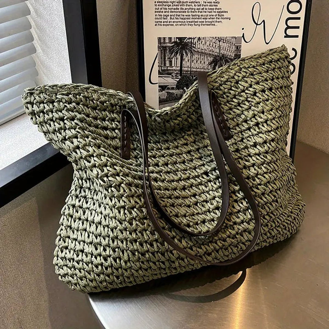 Dames Gevlochten Bohemian Straw Tote Bag Groot