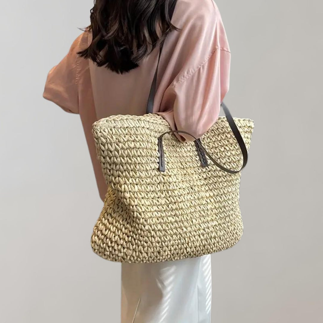 Dames Gevlochten Bohemian Straw Tote Bag Groot