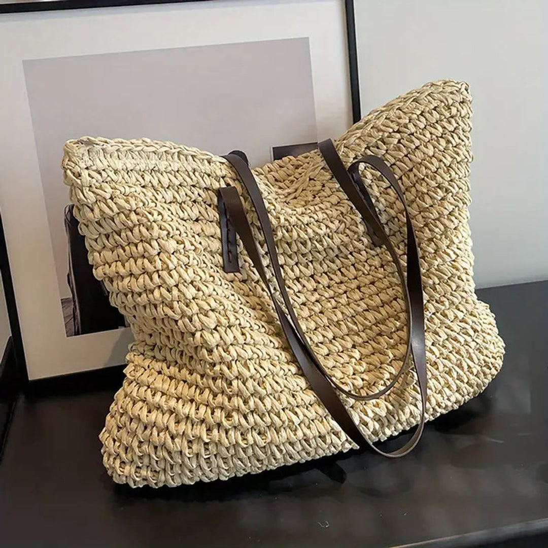 Dames Gevlochten Bohemian Straw Tote Bag Groot