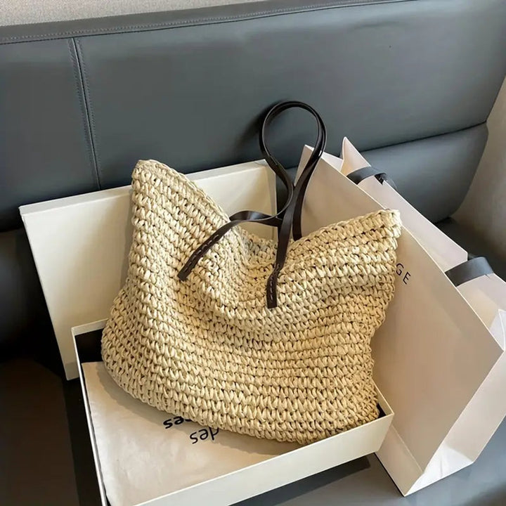 Dames Gevlochten Bohemian Straw Tote Bag Groot