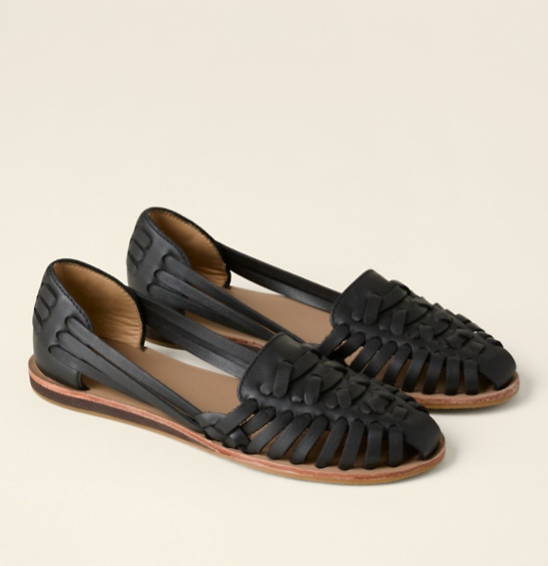Dames Gevlochten Instap Platte Sandalen Gesloten Teen - Black