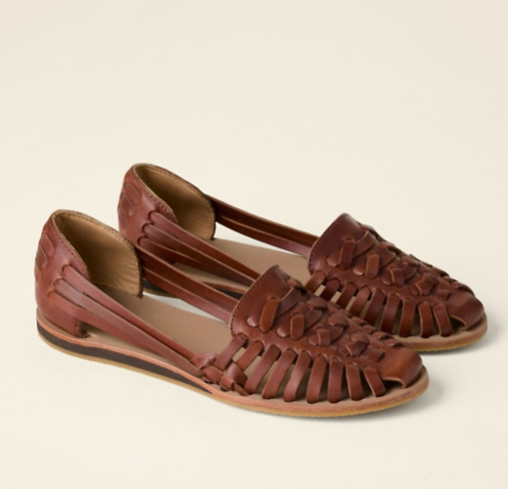 Dames Gevlochten Instap Platte Sandalen Gesloten Teen - Brown