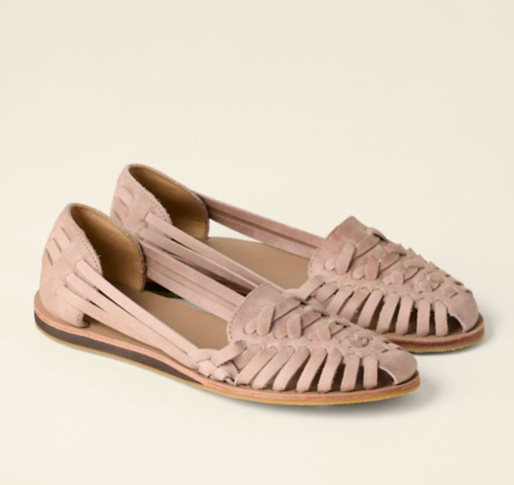 Dames Gevlochten Instap Platte Sandalen Gesloten Teen - Pink
