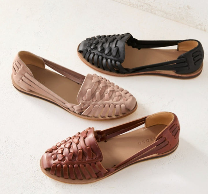 Dames Gevlochten Instap Platte Sandalen Gesloten Teen
