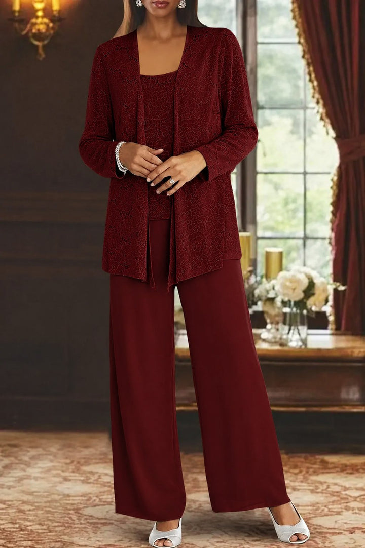 Dames Glitterende Driedelige Wide-Leg Pantalon Set