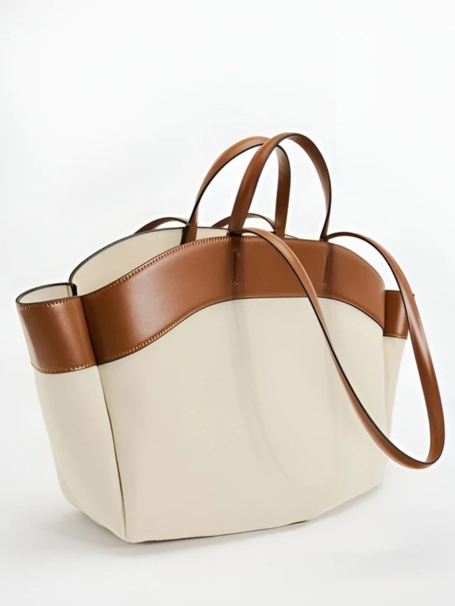 Dames Grote Canvas Tote Bag Schoudertas Leren Afwerking