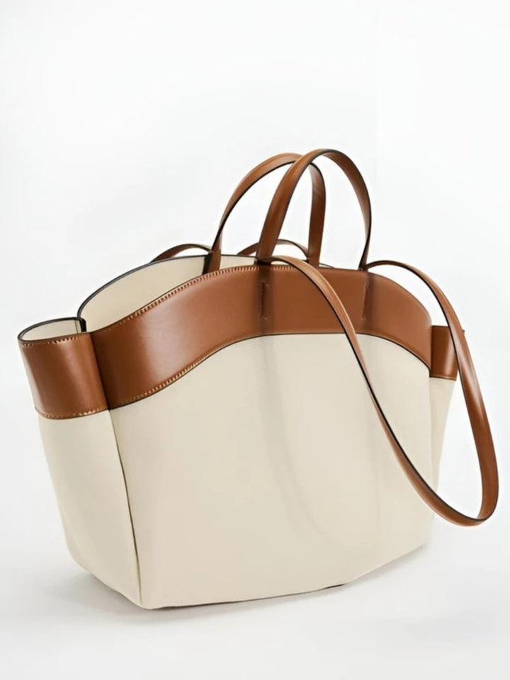 Dames Grote Canvas Tote Bag Schoudertas Leren Afwerking