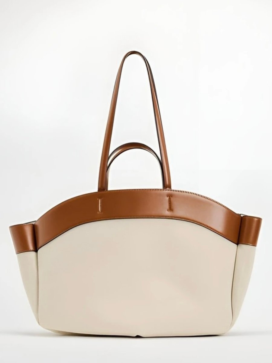 Dames Grote Canvas Tote Bag Schoudertas Leren Afwerking