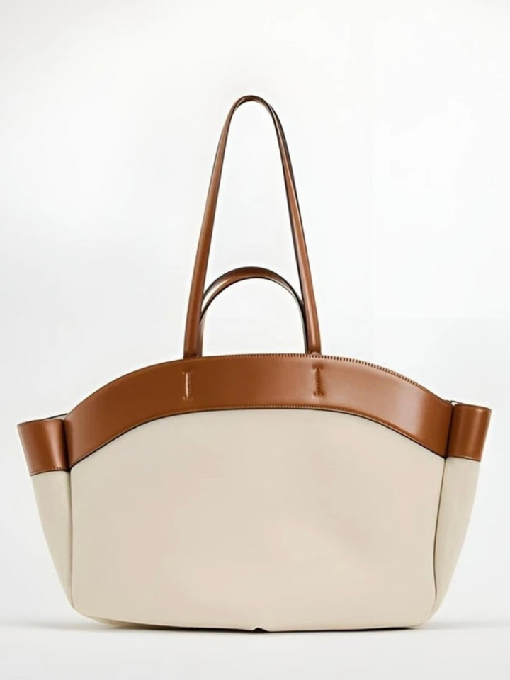 Dames Grote Canvas Tote Bag Schoudertas Leren Afwerking