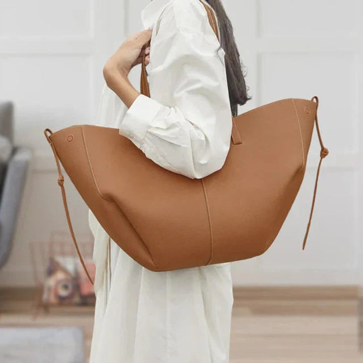 Dames Grote Vintage Kunstleren Schouder Tote Bag - Kamel