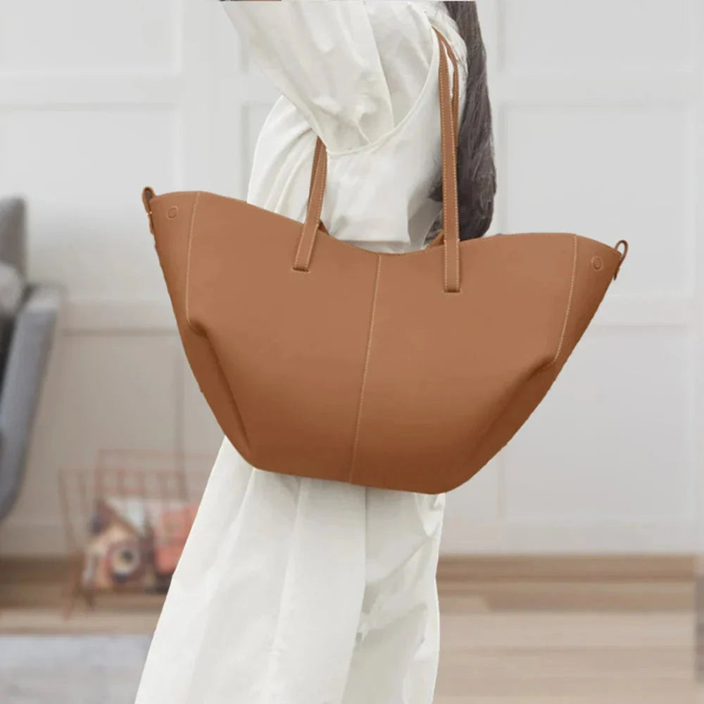 Dames Grote Vintage Kunstleren Schouder Tote Bag