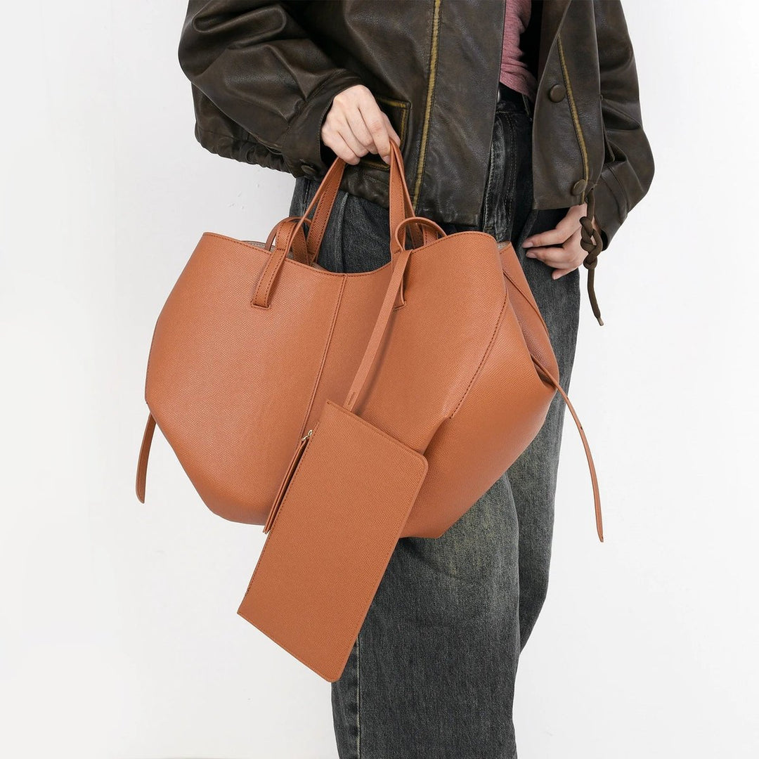 Dames Grote Vintage Kunstleren Schouder Tote Bag