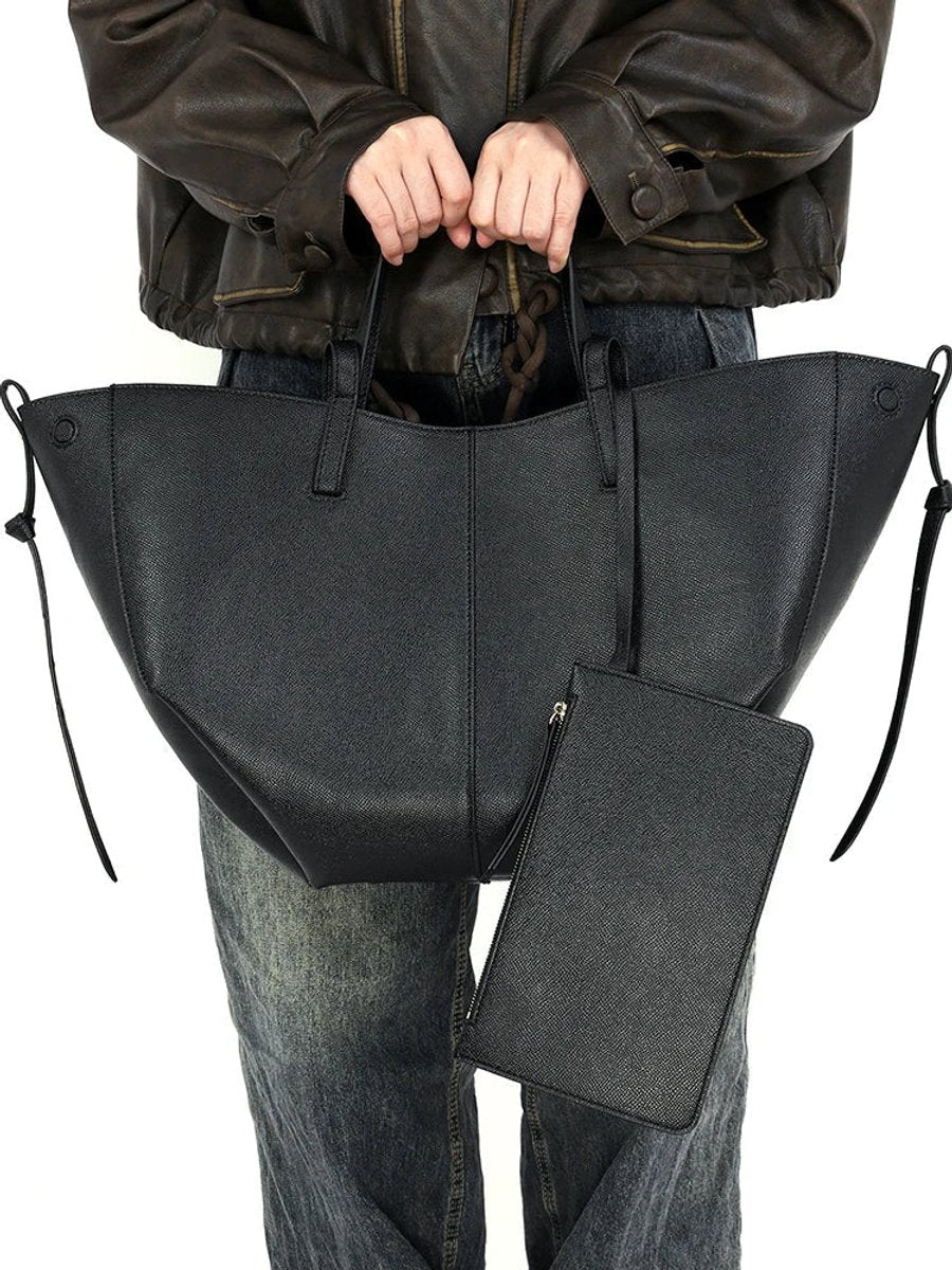 Dames Grote Vintage Kunstleren Schouder Tote Bag