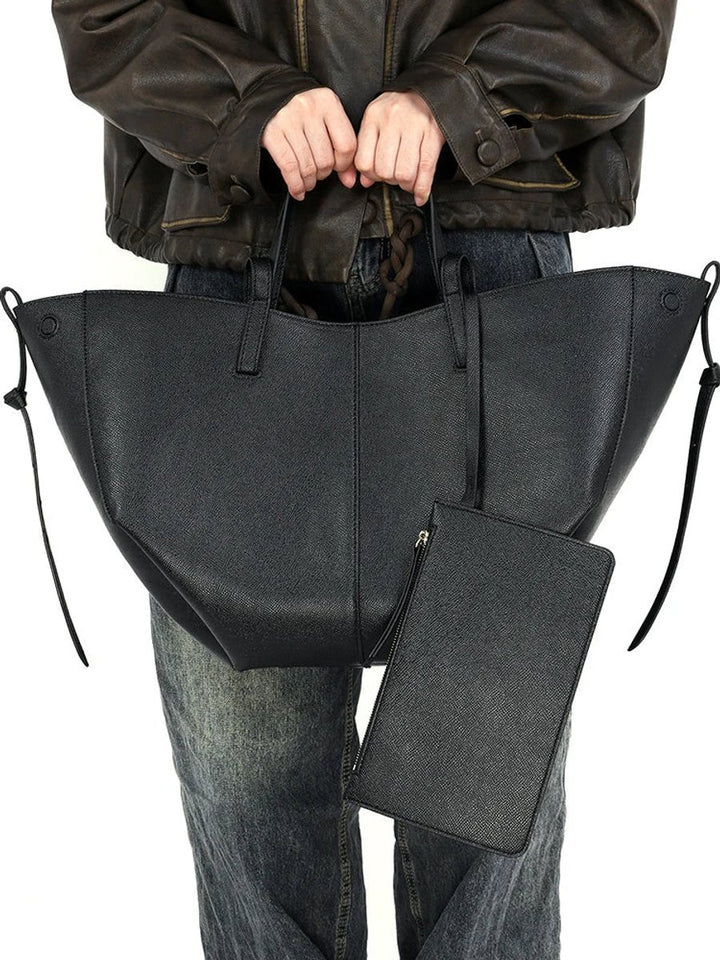 Dames Grote Vintage Kunstleren Schouder Tote Bag