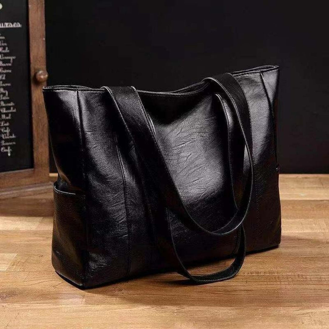 Dames Grote Vintage Leren Tote Bag Klassieke Schoudertas - Schwarz