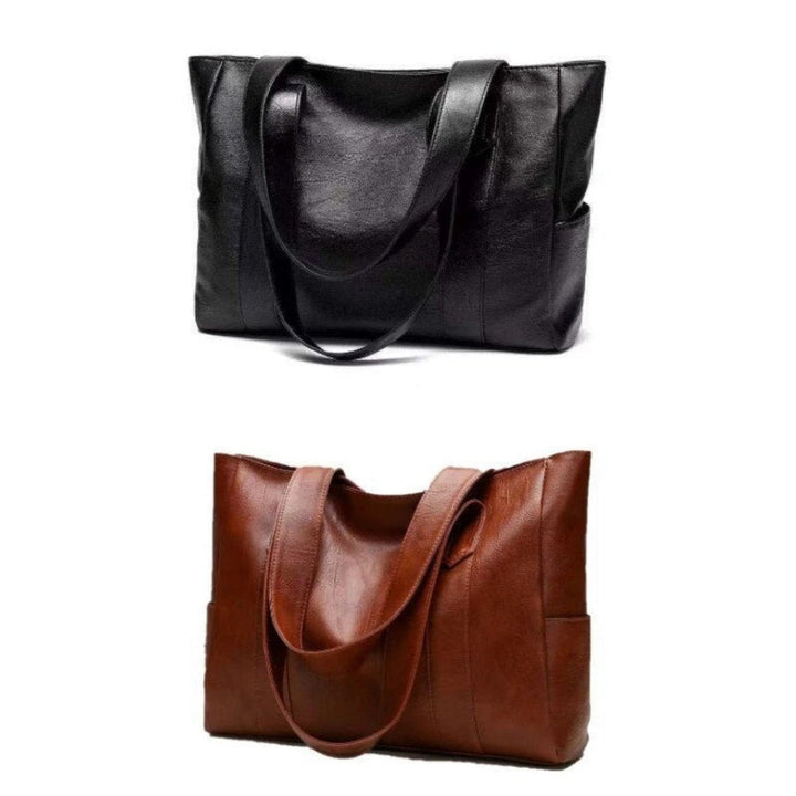 Dames Grote Vintage Leren Tote Bag Klassieke Schoudertas