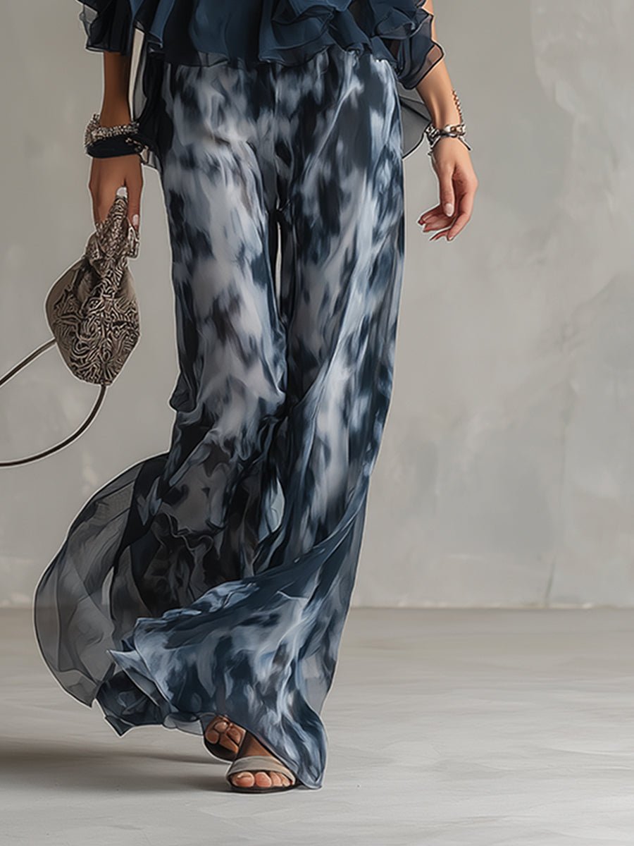 Dames Halter Wijdbeense Tweedelige Chiffon Broekset