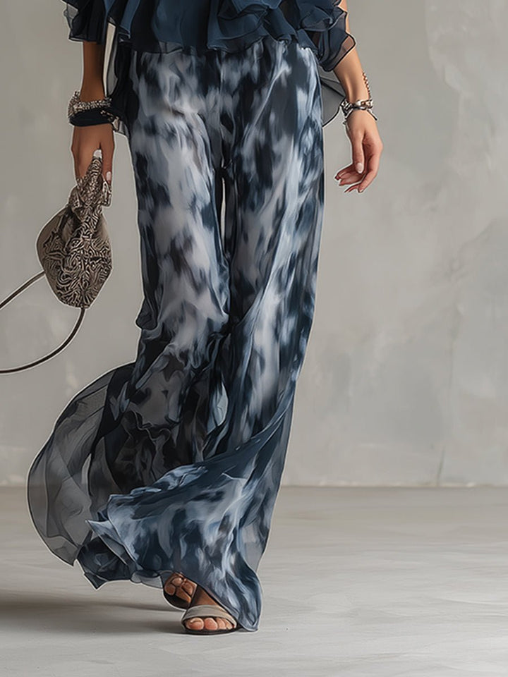 Dames Halter Wijdbeense Tweedelige Chiffon Broekset