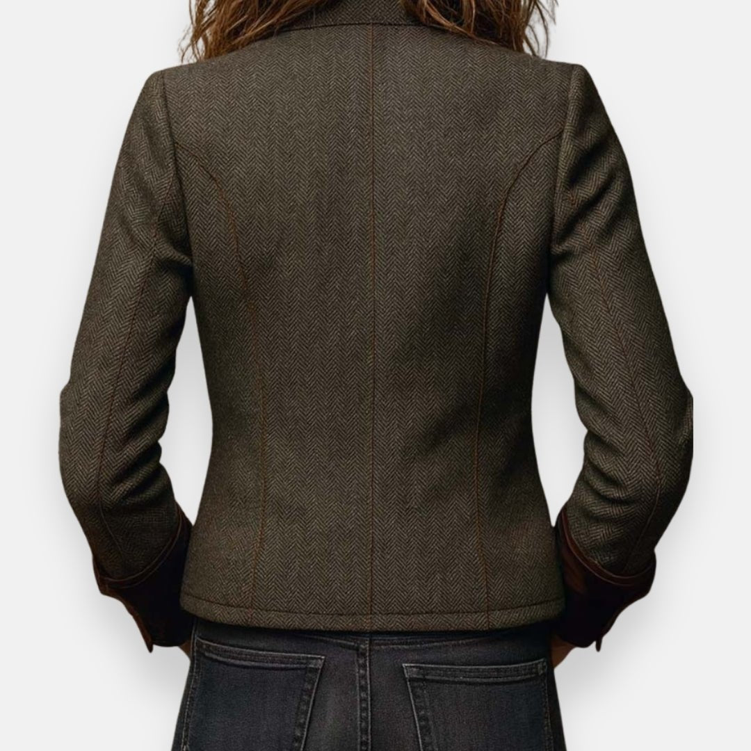 Dames Herringbone Gestructureerde Lange Mouw Blazer