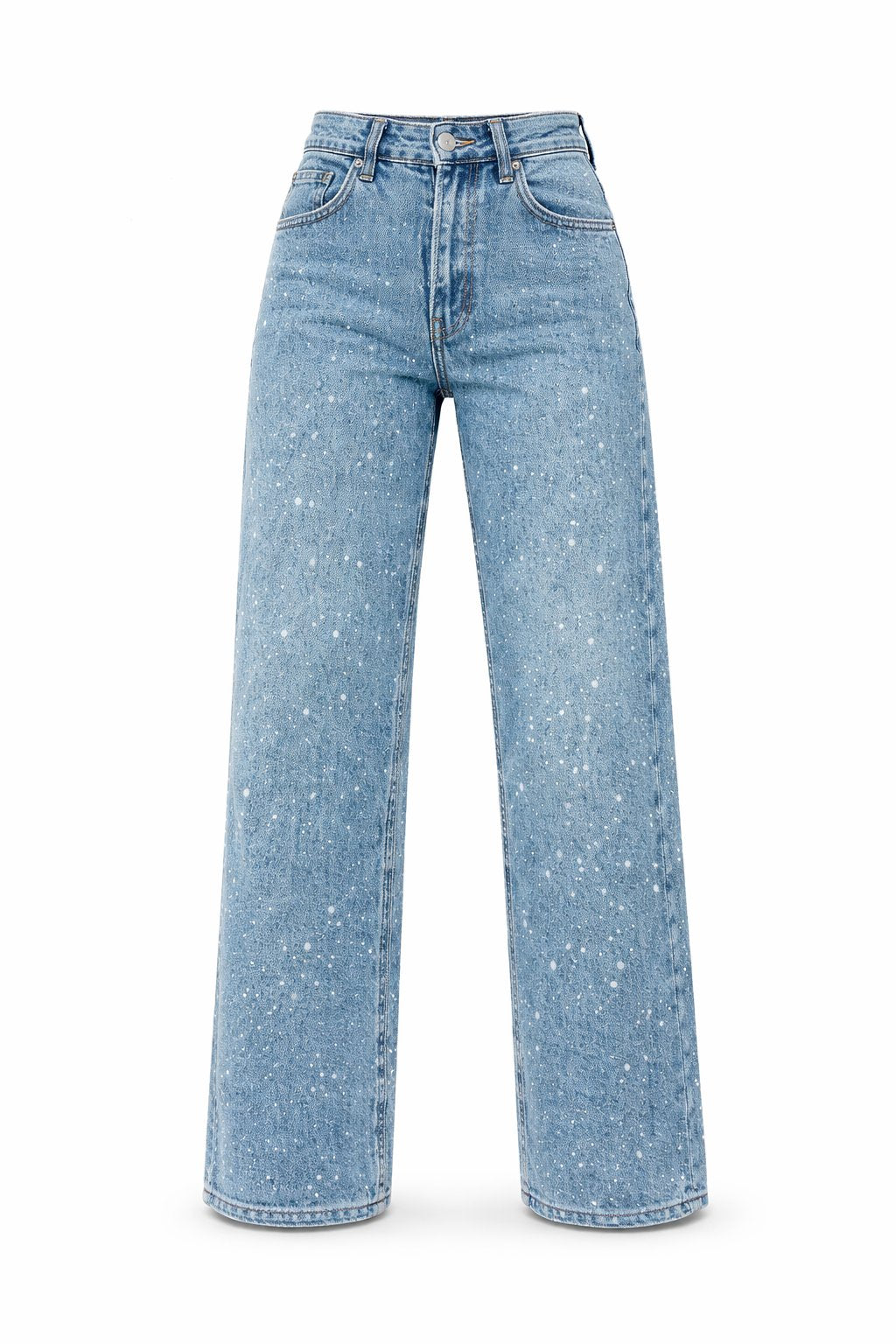 Dames High Waist Rechte Glitter Jeans