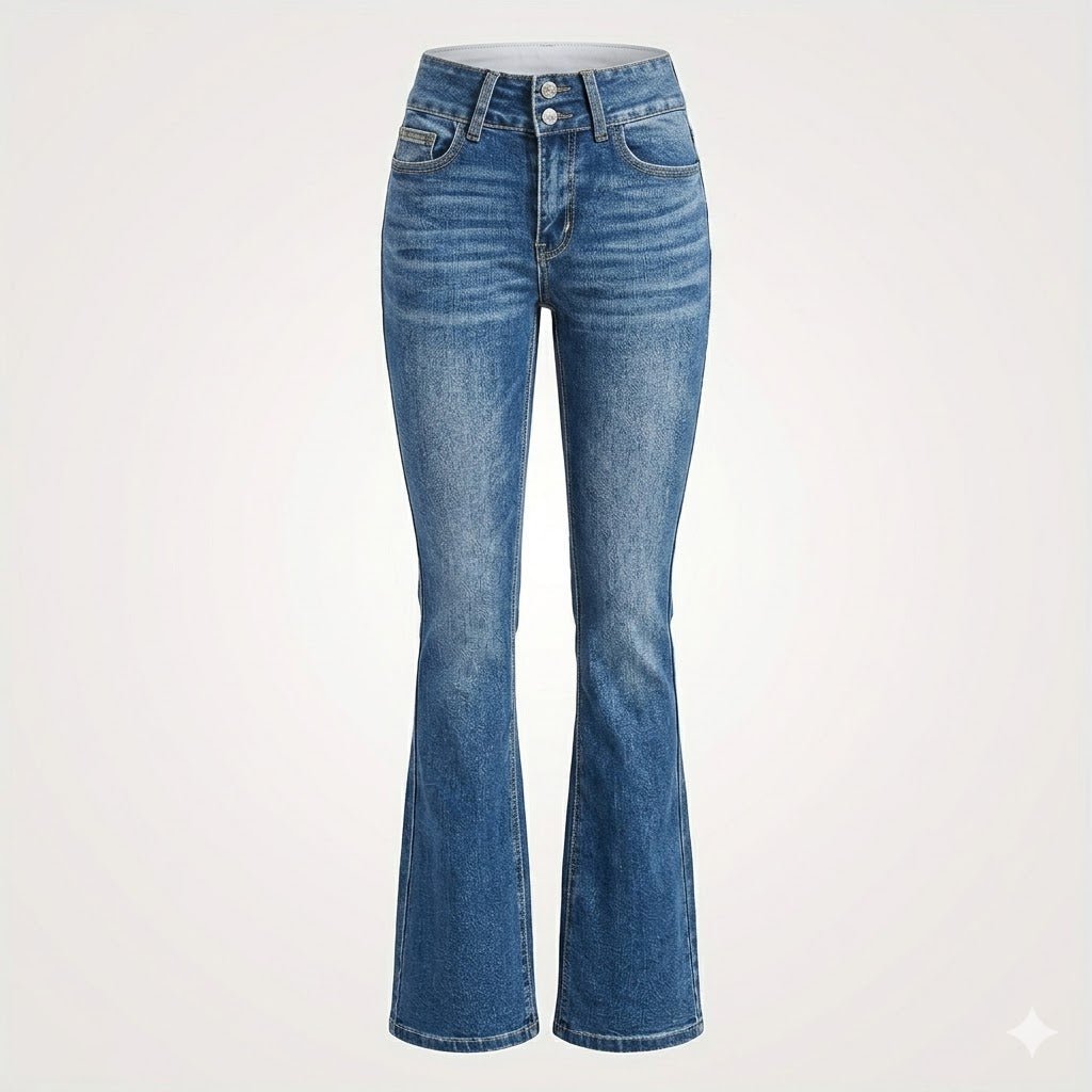 Dames Hoge Taille Flared Denim Jeans Sculpted Fit