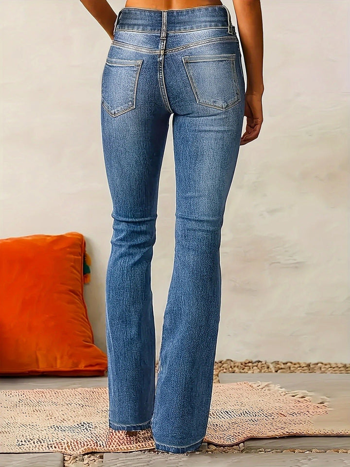Dames Hoge Taille Flared Denim Jeans Sculpted Fit