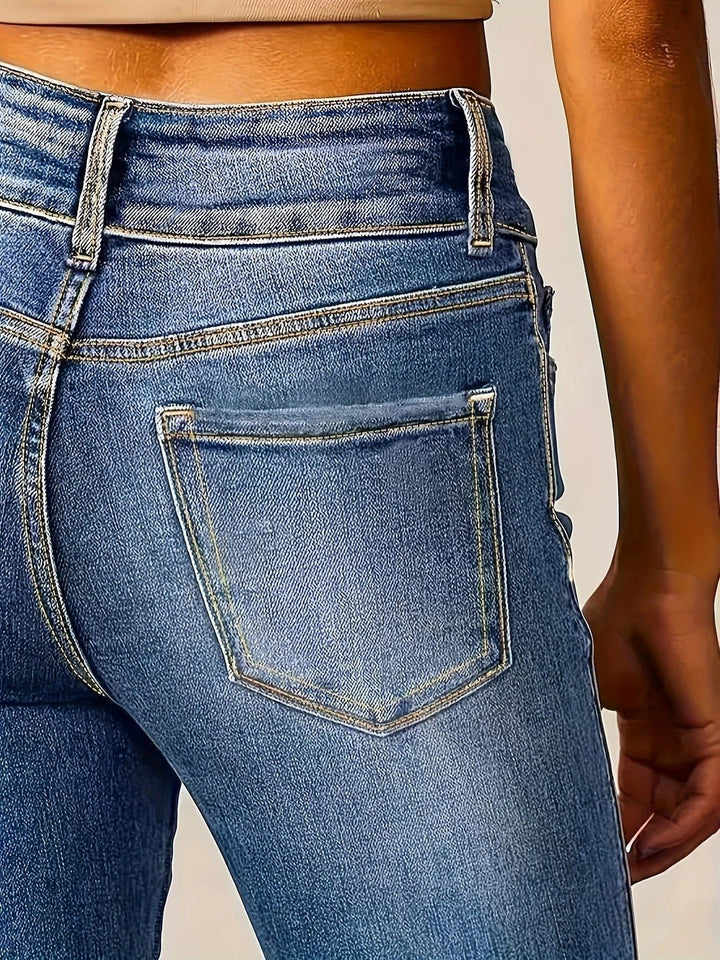 Dames Hoge Taille Flared Denim Jeans Sculpted Fit