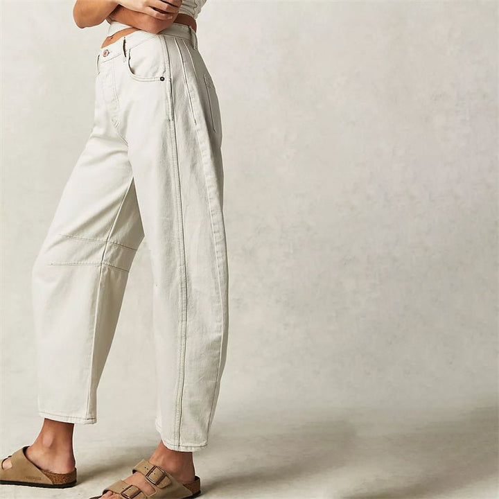Dames Hoge Taille Wide-Leg Barrel Jeans Relaxed Fit