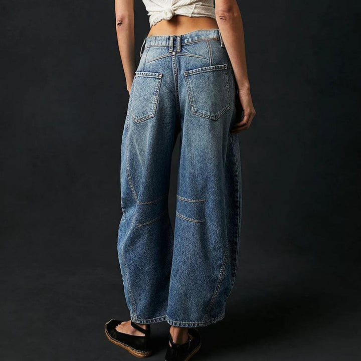 Dames Hoge Taille Wide-Leg Barrel Jeans Relaxed Fit