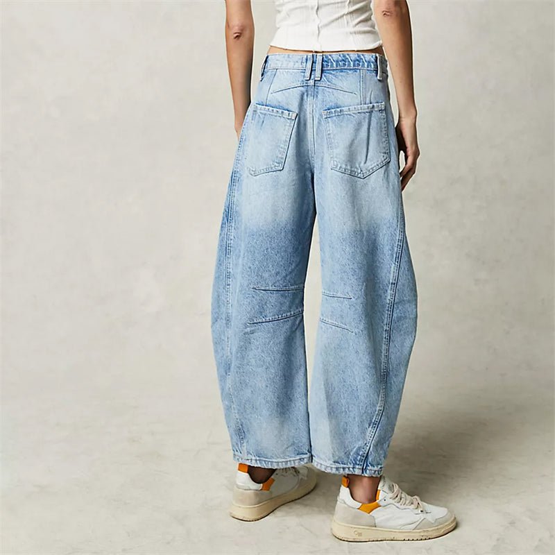 Dames Hoge Taille Wide-Leg Barrel Jeans Relaxed Fit