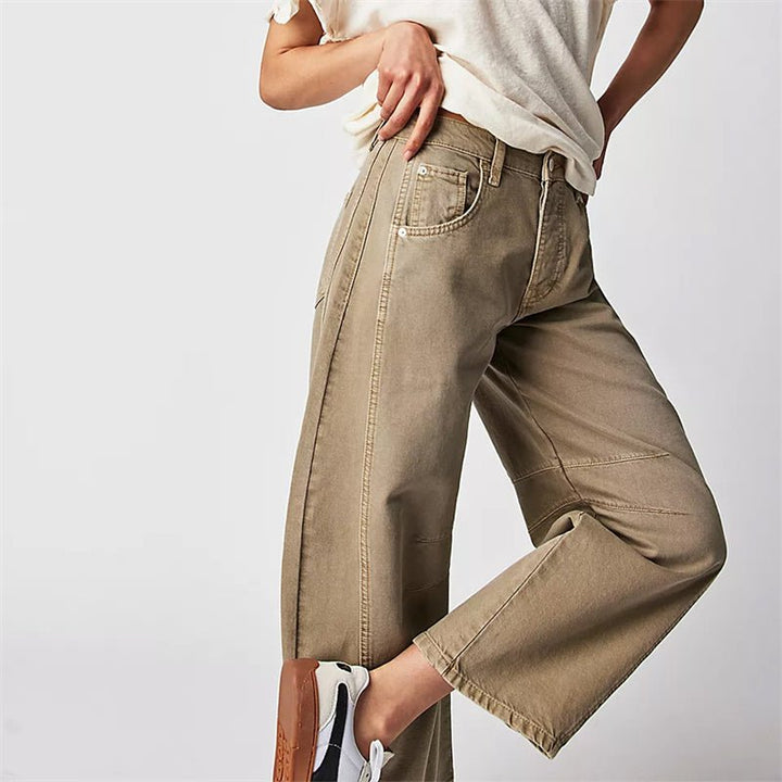 Dames Hoge Taille Wide-Leg Barrel Jeans Relaxed Fit