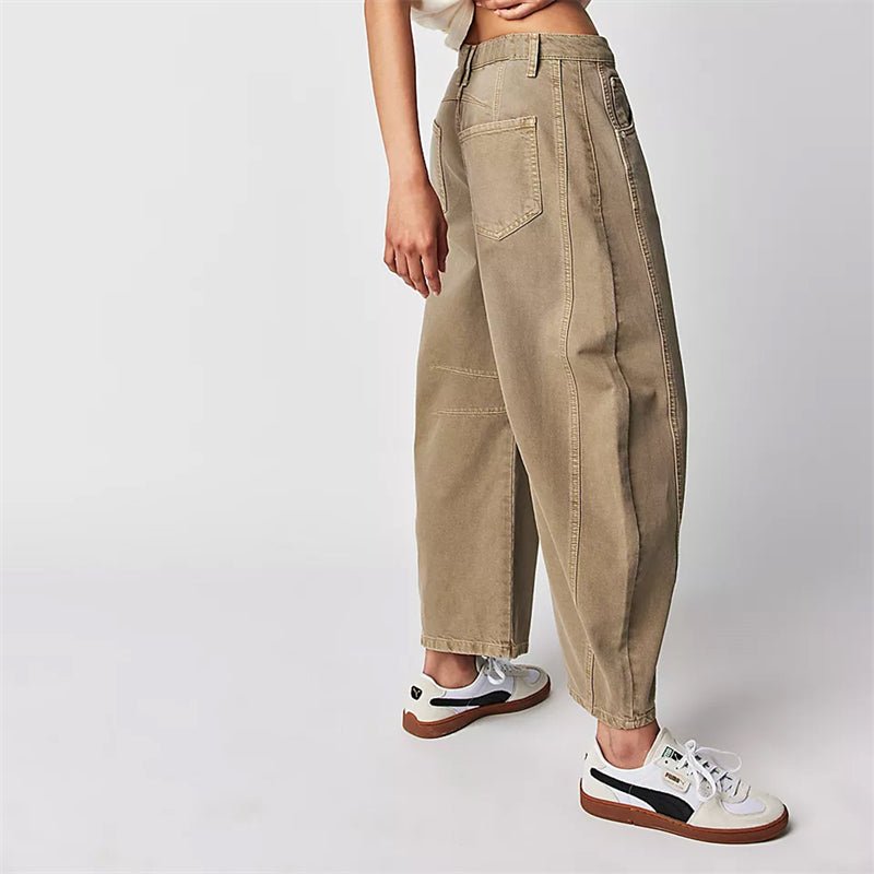Dames Hoge Taille Wide-Leg Barrel Jeans Relaxed Fit