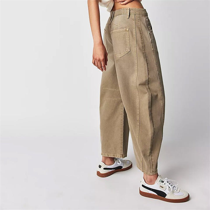 Dames Hoge Taille Wide-Leg Barrel Jeans Relaxed Fit