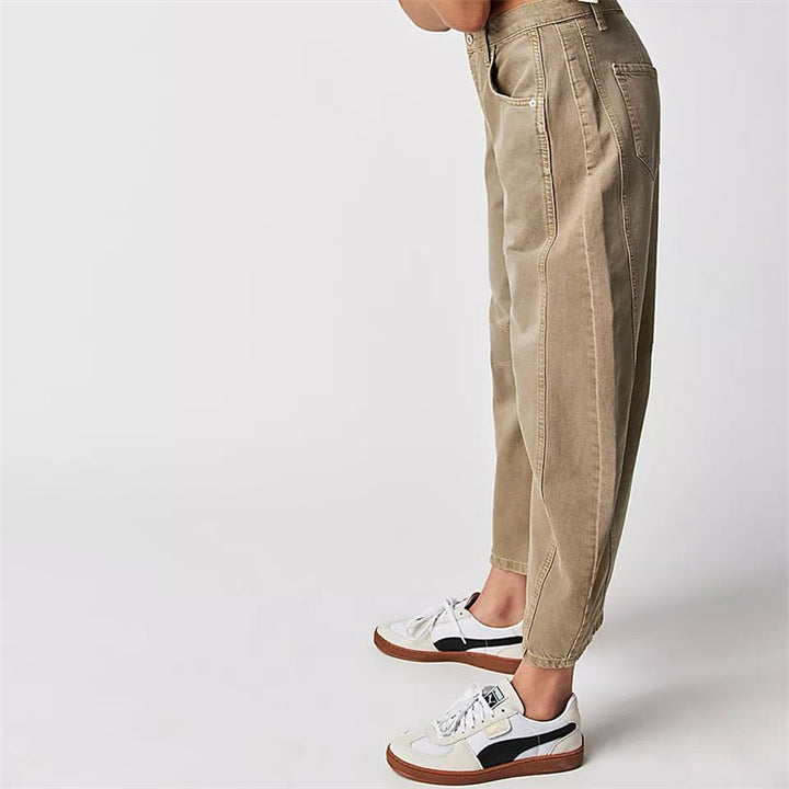 Dames Hoge Taille Wide-Leg Barrel Jeans Relaxed Fit