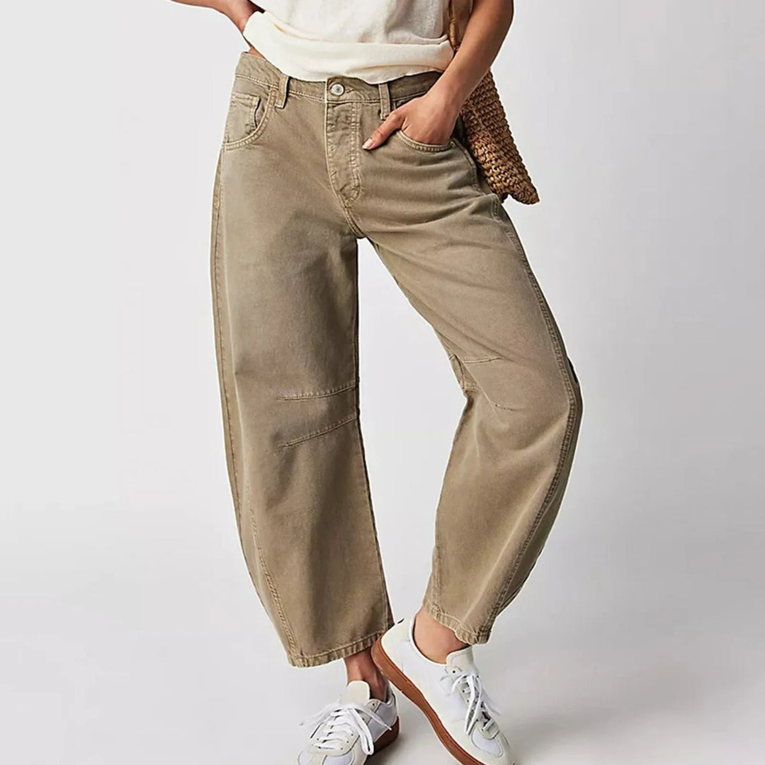 Dames Hoge Taille Wide-Leg Barrel Jeans Relaxed Fit