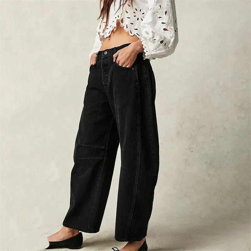 Dames Hoge Taille Wide-Leg Barrel Jeans Relaxed Fit