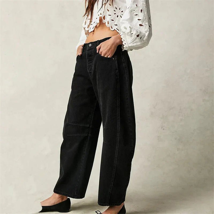 Dames Hoge Taille Wide-Leg Barrel Jeans Relaxed Fit