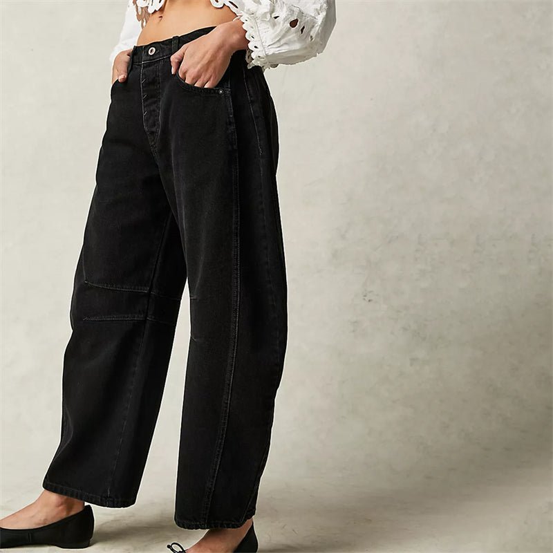 Dames Hoge Taille Wide-Leg Barrel Jeans Relaxed Fit