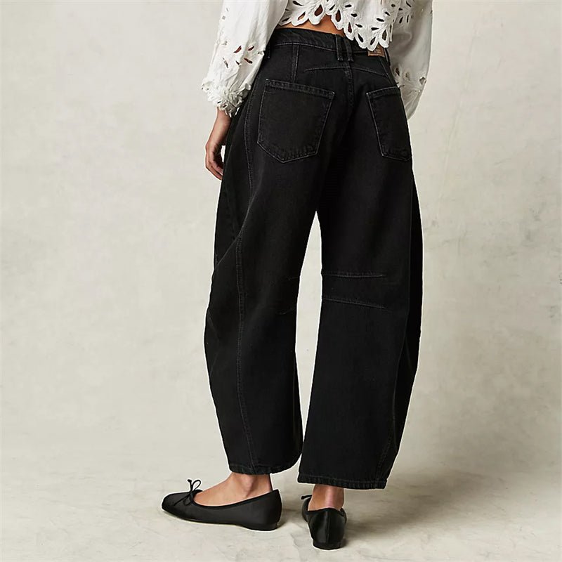 Dames Hoge Taille Wide-Leg Barrel Jeans Relaxed Fit