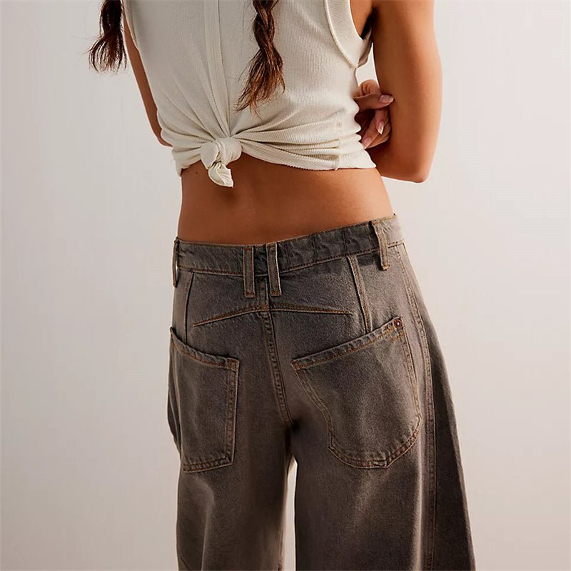 Dames Hoge Taille Wide-Leg Barrel Jeans Relaxed Fit