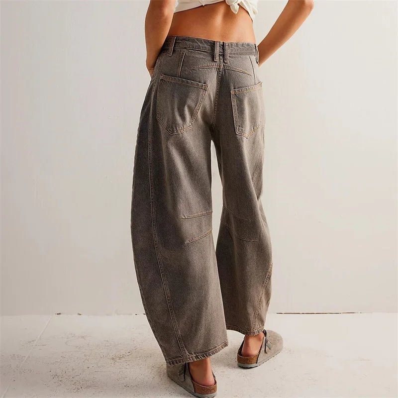 Dames Hoge Taille Wide-Leg Barrel Jeans Relaxed Fit