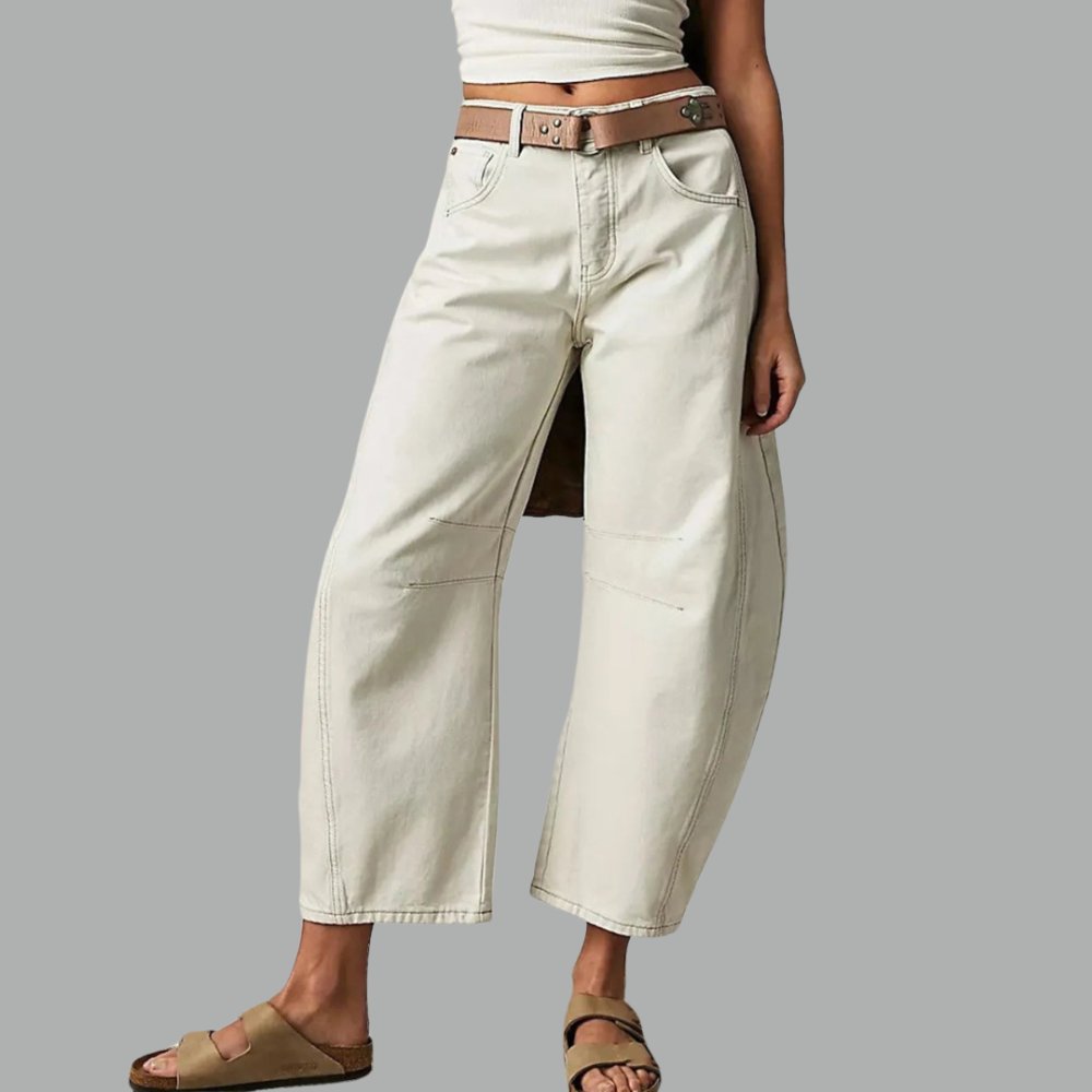 Dames Hoge Taille Wide-Leg Barrel Jeans Relaxed Fit