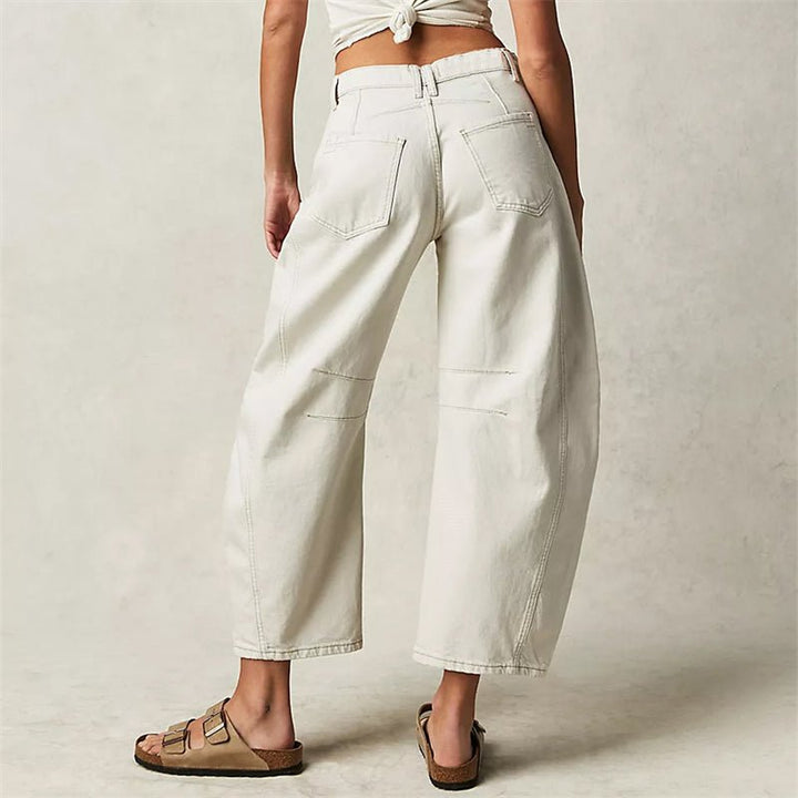 Dames Hoge Taille Wide-Leg Barrel Jeans Relaxed Fit