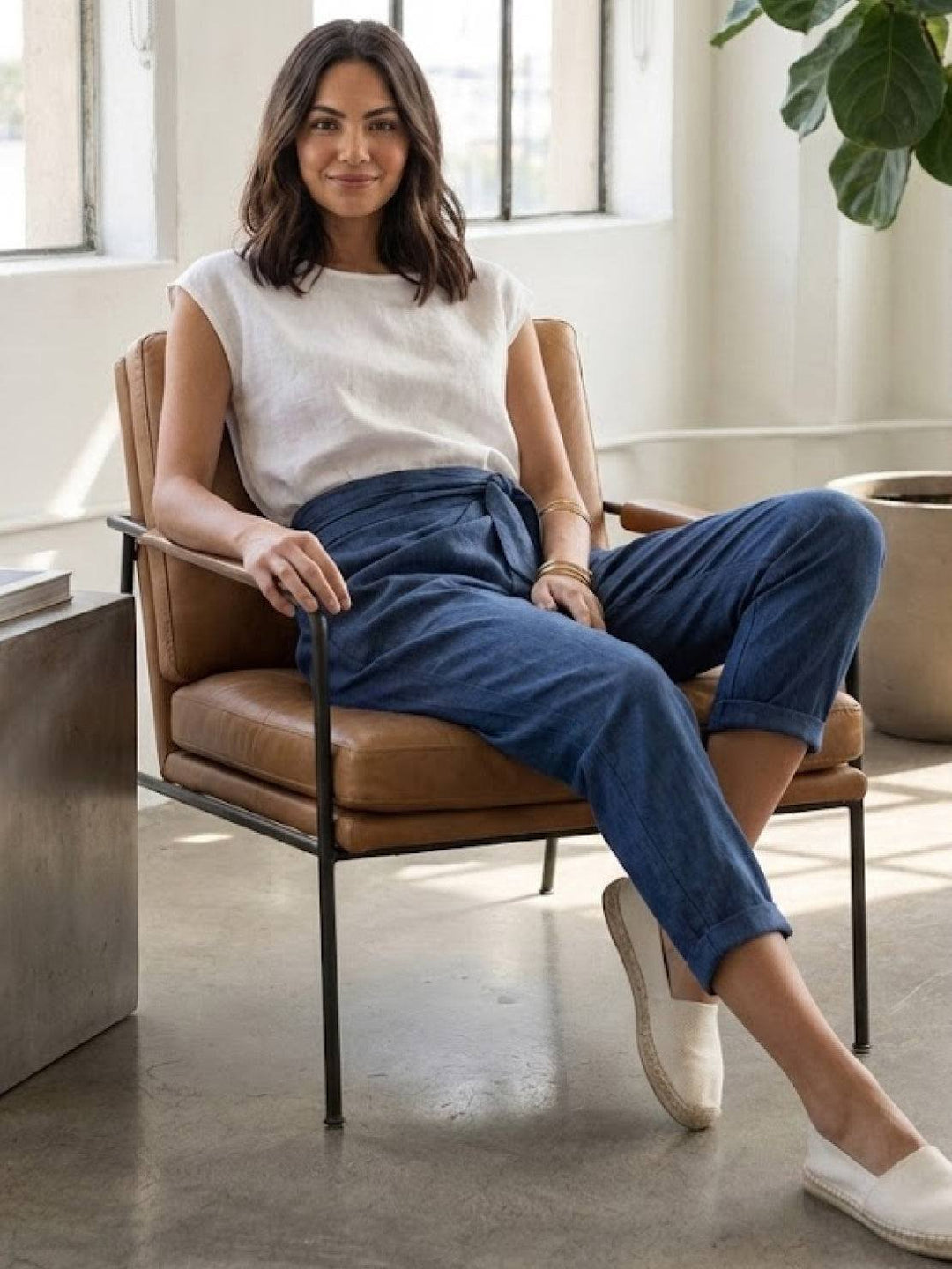 Dames Hoge Taille Wikkel Cropped Toelopende Broek