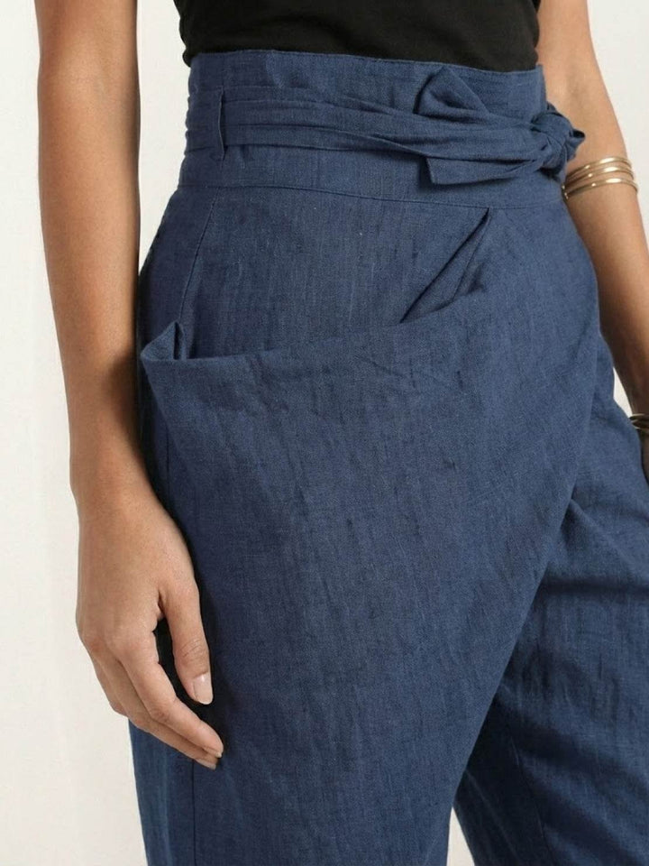 Dames Hoge Taille Wikkel Cropped Toelopende Broek