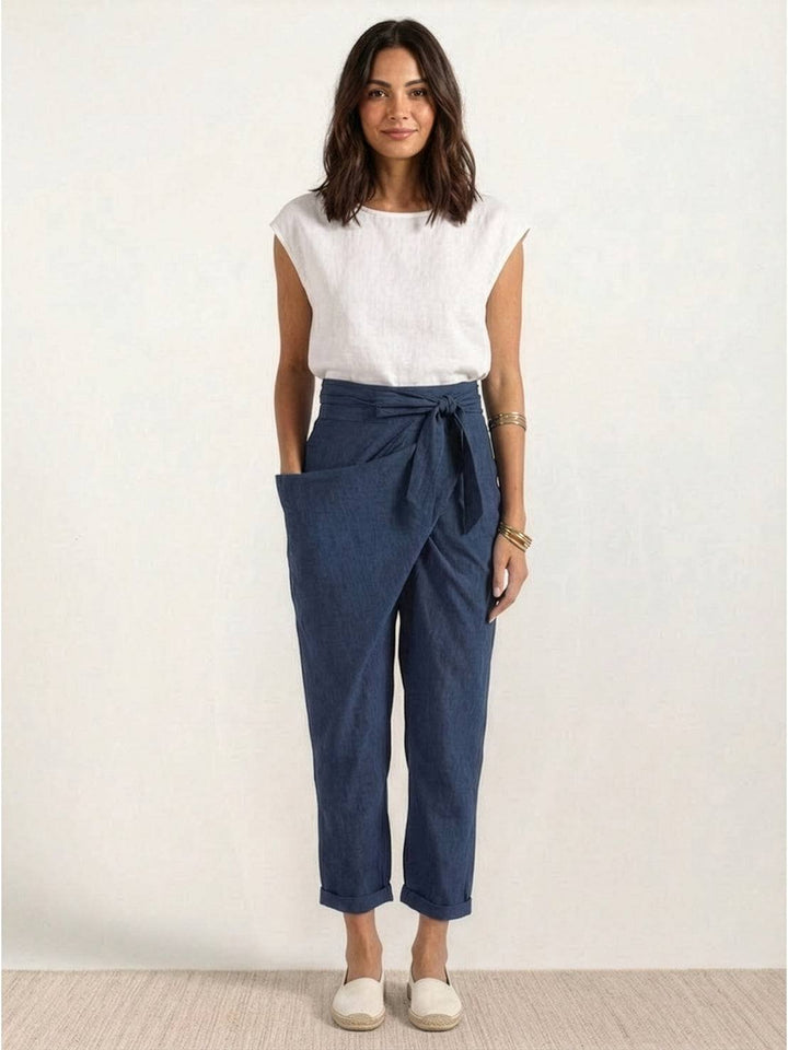 Dames Hoge Taille Wikkel Cropped Toelopende Broek