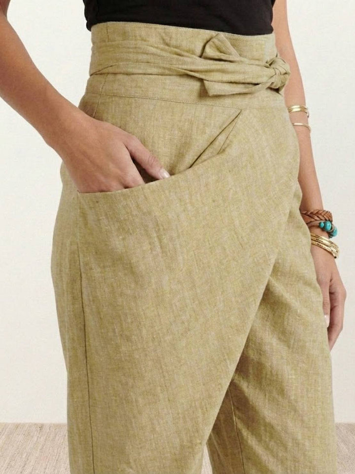 Dames Hoge Taille Wikkel Cropped Toelopende Broek