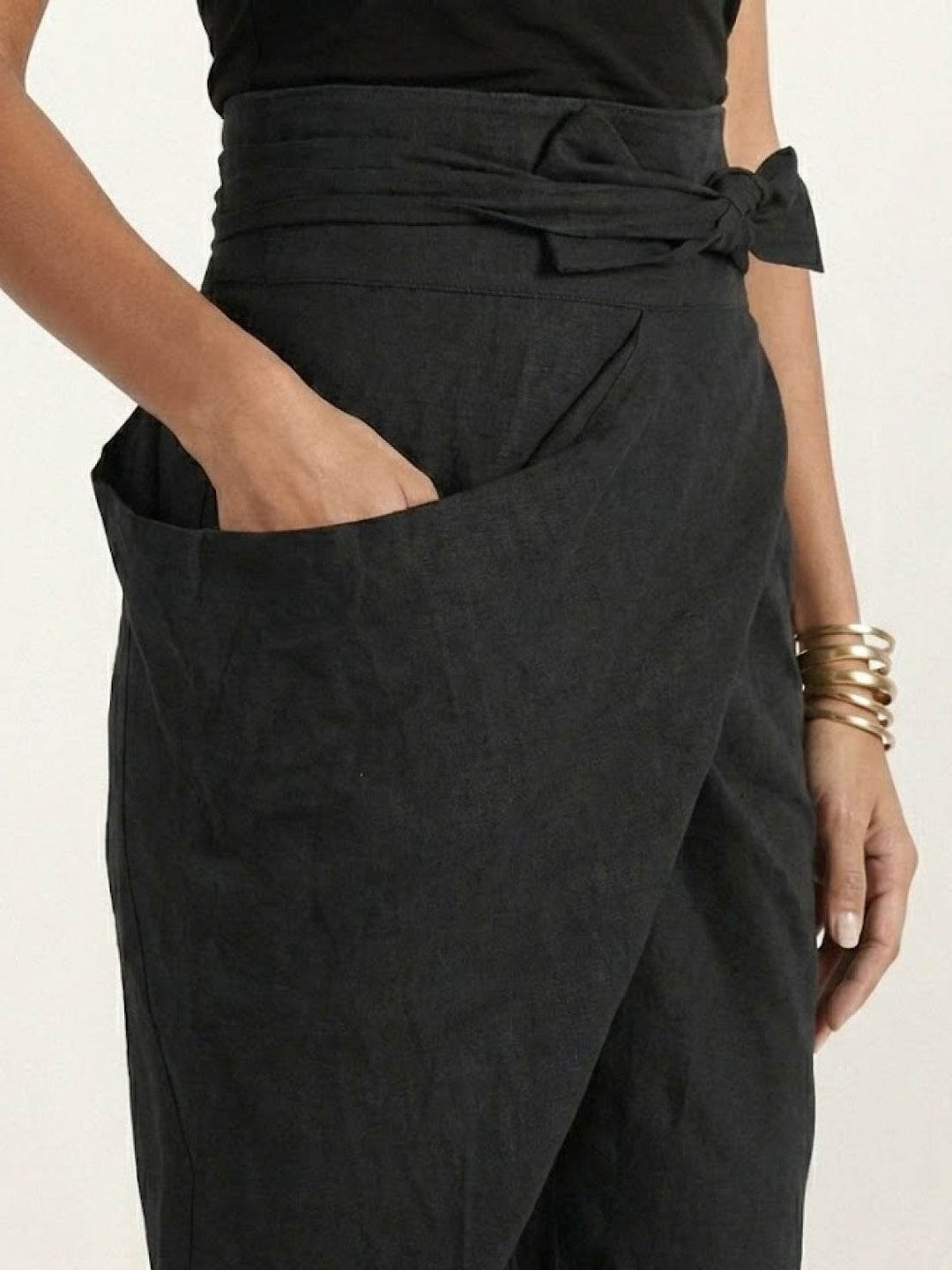 Dames Hoge Taille Wikkel Cropped Toelopende Broek